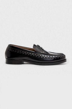 AllSaints mocasini de piele SAMMY barbati, culoarea negru, MZ611Y