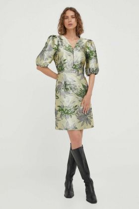 Bruuns Bazaar rochie culoarea verde, mini, drept