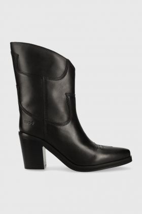 HUGO cizme de piele Miley femei, culoarea negru, cu toc drept, 50498091