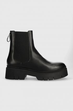 HUGO ghete chelsea de piele Kris femei, culoarea negru, cu platforma, 50494677