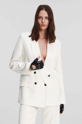 Karl Lagerfeld sacou culoarea bej, cu doua randuri de nasturi, neted