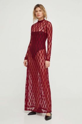 Résumé rochie culoarea bordo, maxi, drept