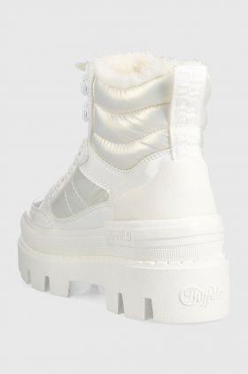Buffalo botine BN16308051 Raven Snow Laceup Mi femei, culoarea alb, cu toc plat, izolat