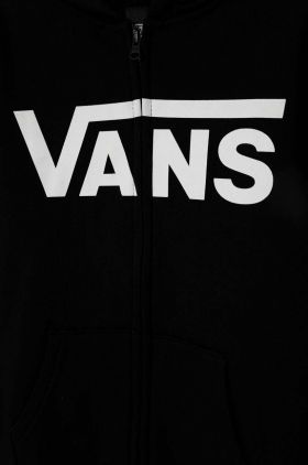 Vans bluza copii VANS CLASSIC FZ culoarea negru, cu glugă, cu imprimeu