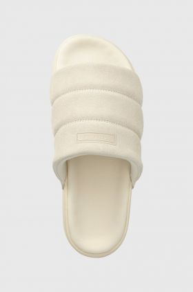 adidas Originals papuci din piele Adiette Essential femei, culoarea bej IE9648