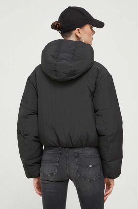 Tommy Jeans geaca de puf femei, culoarea negru, de iarna