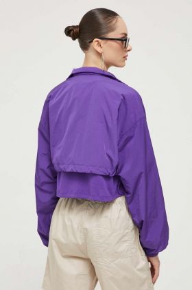 Tommy Jeans geaca femei, culoarea violet, de tranzitie