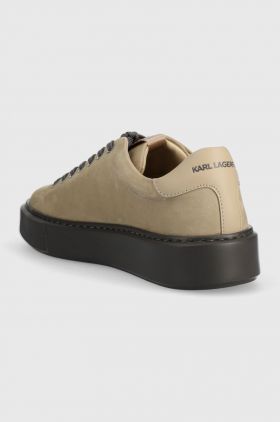 Karl Lagerfeld sneakers din piele intoarsă MAXI KUP culoarea bej, KL52217