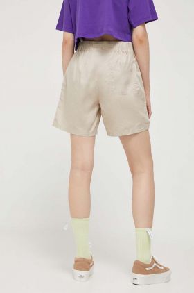 Converse pantaloni scurti din bumbac culoarea bej, neted, high waist