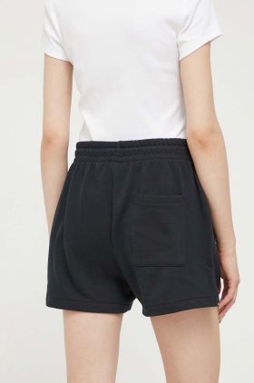 Converse pantaloni scurti femei, culoarea negru, cu imprimeu, high waist