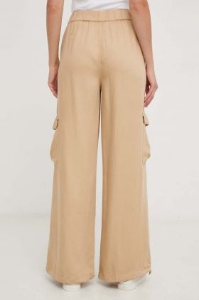 Answear Lab pantaloni femei, culoarea maro, lat, high waist