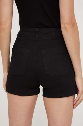 Answear Lab pantaloni scurti femei, culoarea negru, cu imprimeu, high waist