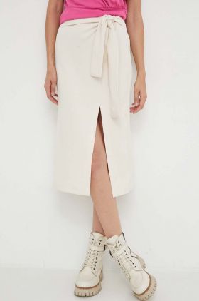 Answear Lab fusta culoarea bej, midi, drept