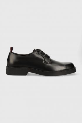 HUGO pantofi de piele Iker barbati, culoarea negru, 50503649