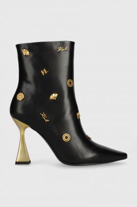 Karl Lagerfeld cizme de piele DEBUT femei, culoarea negru, cu toc drept, KL32059F