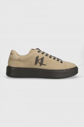 Karl Lagerfeld sneakers din piele intoarsă MAXI KUP culoarea bej, KL52217