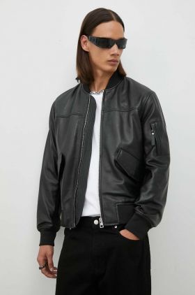 PS Paul Smith geaca bomber de piele barbati, culoarea negru, de tranzitie