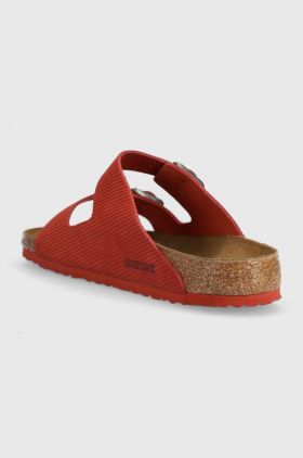 Birkenstock papuci din piele Arizona Corduroy barbati, culoarea rosu, 1026145