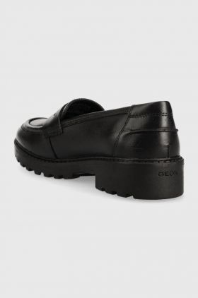 Geox mocasini din piele pentru copii culoarea negru