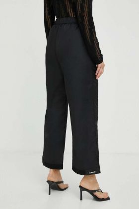 Lovechild pantaloni femei, culoarea negru, lat, high waist