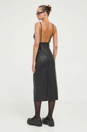 HUGO rochie culoarea negru, midi, mulata