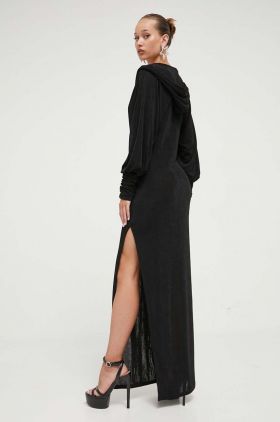 Rotate rochie culoarea negru, maxi, mulata