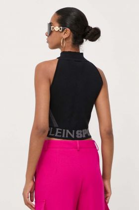 PLEIN SPORT top femei, culoarea negru, cu turtleneck