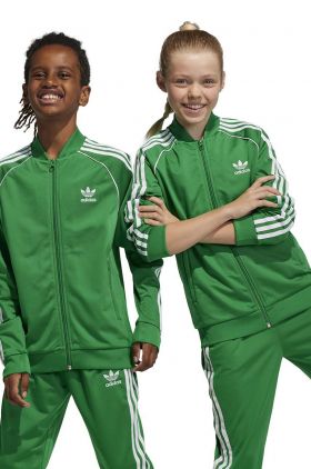 adidas Originals bluza copii culoarea verde, cu imprimeu