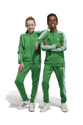 adidas Originals pantaloni de trening pentru copii culoarea verde, cu imprimeu