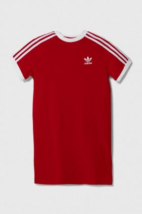 adidas Originals rochie din bumbac pentru copii culoarea rosu, midi, drept