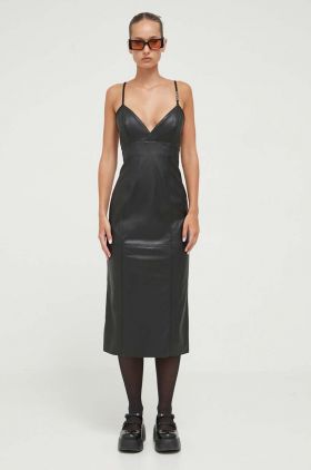 HUGO rochie culoarea negru, midi, mulata