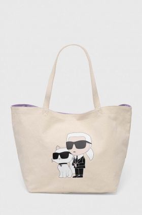 Karl Lagerfeld geanta de bumbac culoarea bej