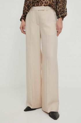 Lovechild pantaloni femei, culoarea bej, lat, high waist