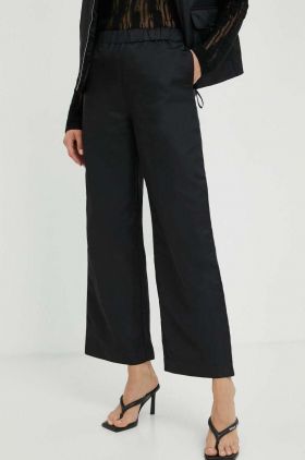 Lovechild pantaloni femei, culoarea negru, lat, high waist