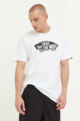 Vans tricou din bumbac culoarea alb, cu imprimeu