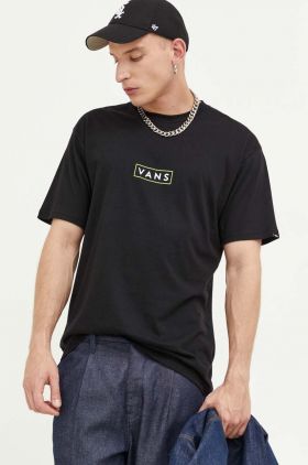 Vans tricou din bumbac culoarea negru, cu imprimeu