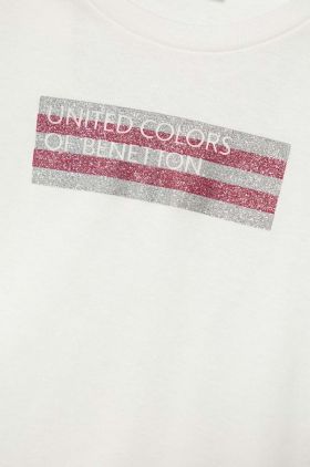 United Colors of Benetton longsleeve din bumbac pentru copii culoarea alb