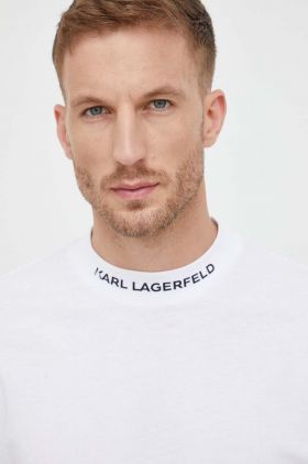 Karl Lagerfeld tricou din bumbac culoarea alb, cu imprimeu