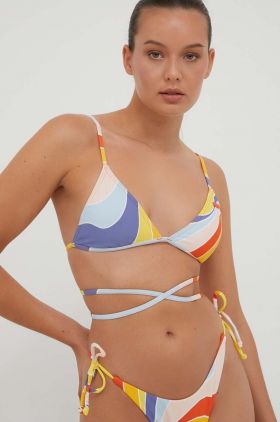 Roxy sutien de baie culoarea galben, cupa usor rigidizata