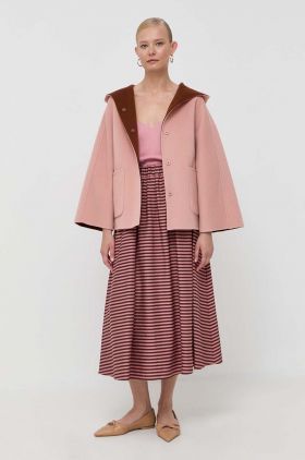 Weekend Max Mara jachetă reversibilă din lână culoarea roz, de tranzitie, oversize