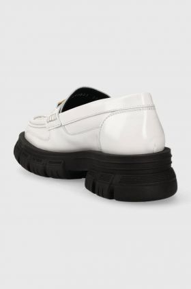 Karl Lagerfeld mocasini de piele PRECINCT KL femei, culoarea alb, cu platforma, KL43823