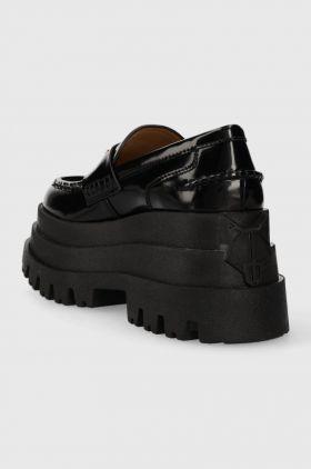 Naked Wolfe mocasini de piele Delusion femei, culoarea negru, cu platforma