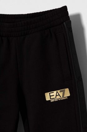 EA7 Emporio Armani pantaloni de trening pentru copii culoarea negru, cu imprimeu