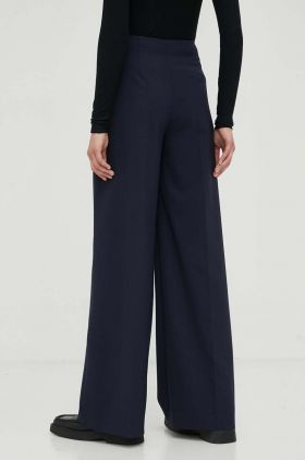 Drykorn pantaloni din lana culoarea albastru marin, lat, high waist