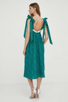 Custommade rochie culoarea verde, midi, evazati