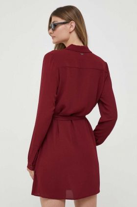 Pepe Jeans rochie Gissa culoarea bordo, mini, drept