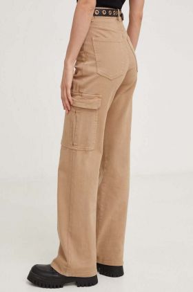 Answear Lab pantaloni femei, culoarea bej, drept, high waist