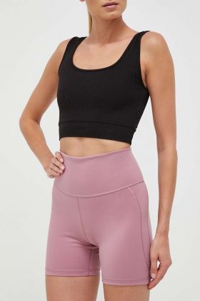 adidas Performance pantaloni scurți de yoga Studio culoarea roz, neted, high waist