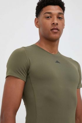 adidas Performance tricou de antrenament Techfit culoarea verde, neted