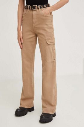 Answear Lab pantaloni femei, culoarea bej, drept, high waist